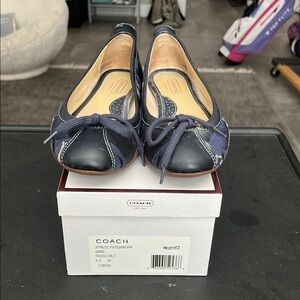 Coach Women's Navy Patchwork Ballet Flats